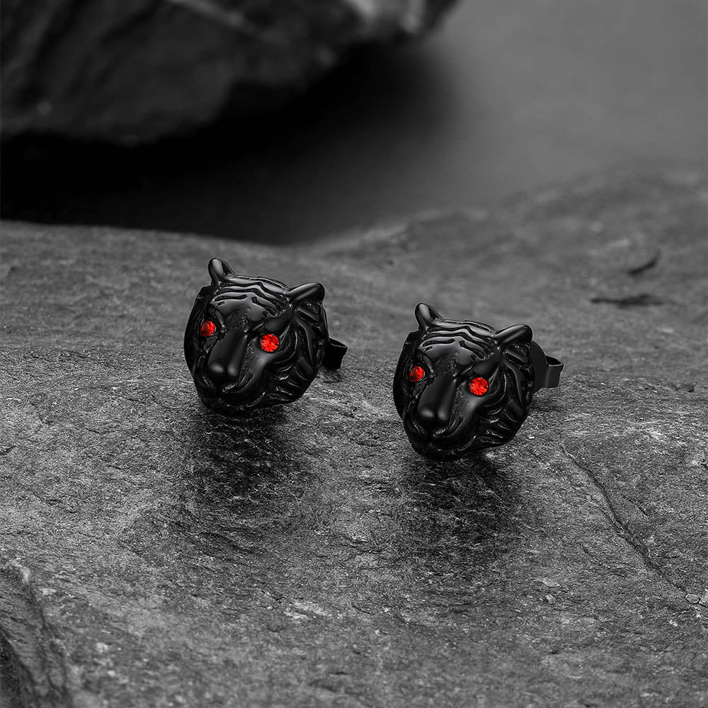 FaithHeart Vintage Tiger Stud Earrings for Men FaithHeart
