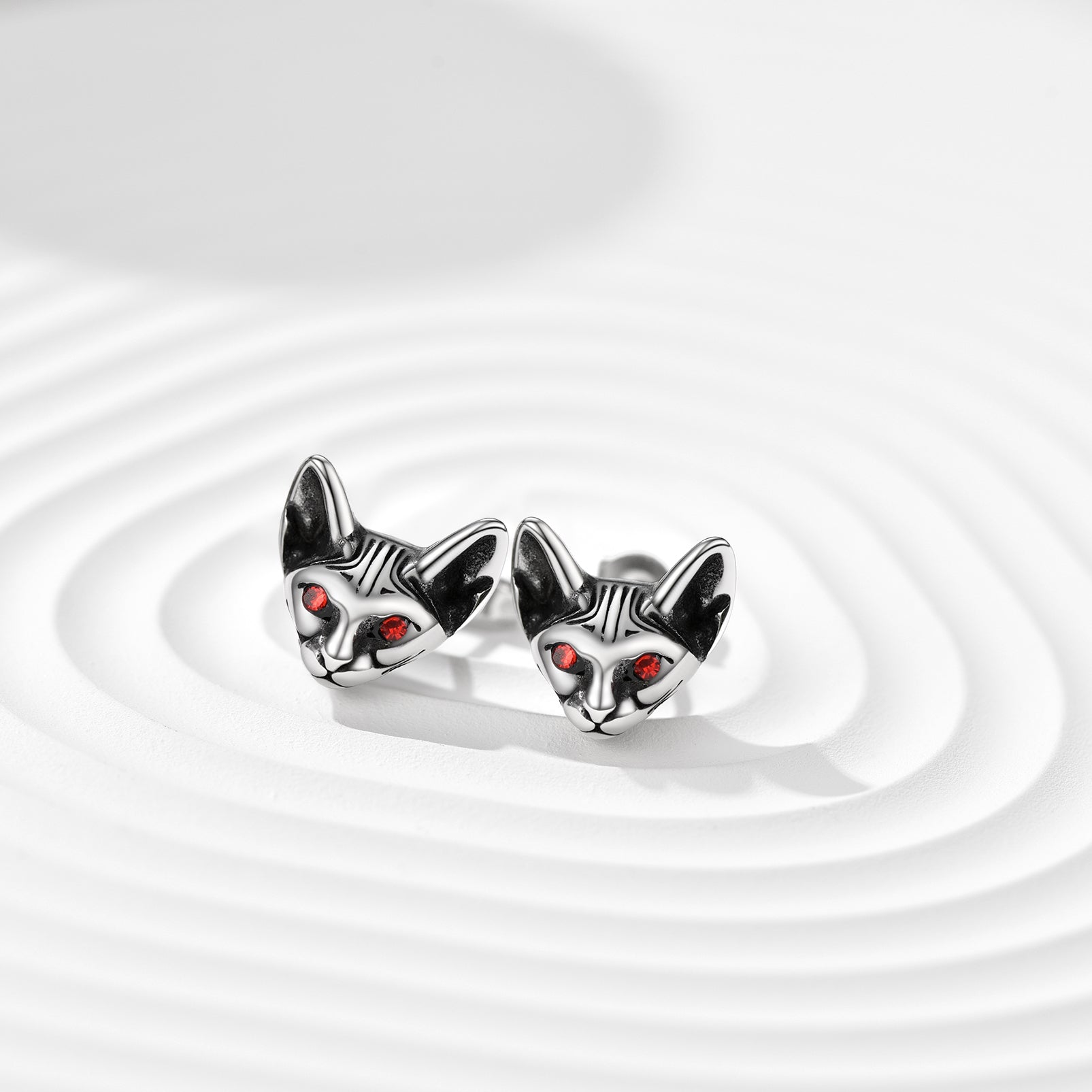 Quirky Black Cat Stainless Steel Kitten Stud Earrings For Women FaithHeart