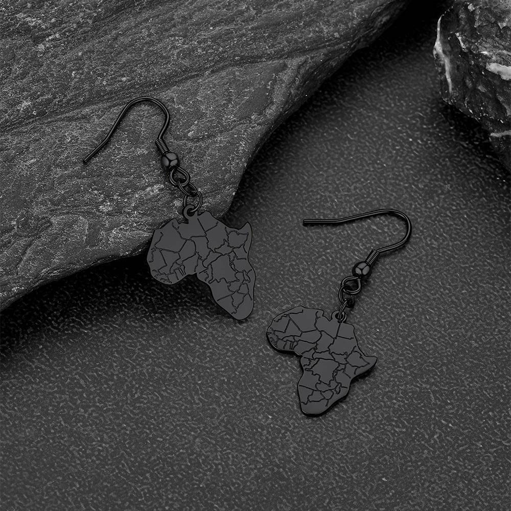FaithHeart African Map Stainless Steel Drop Earrings For Unisex FaithHeart Jewelry