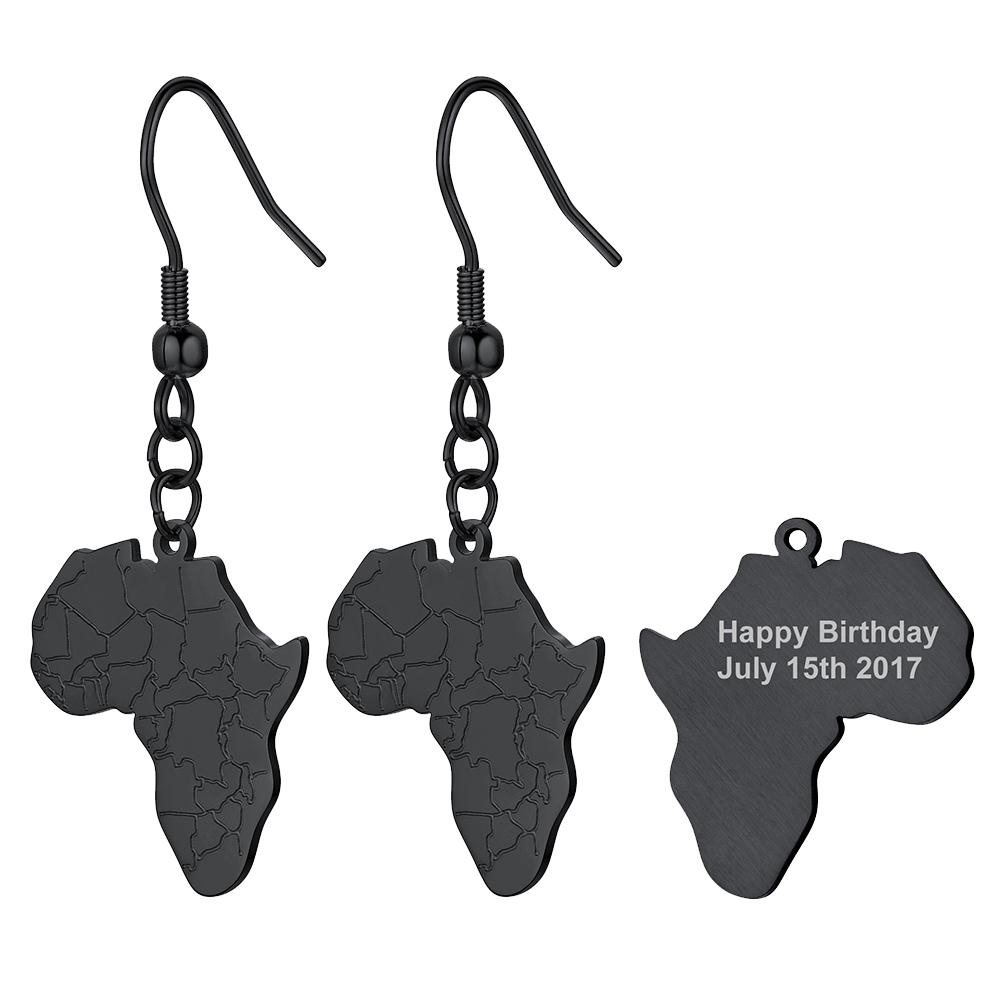 FaithHeart African Map Stainless Steel Drop Earrings For Unisex FaithHeart Jewelry
