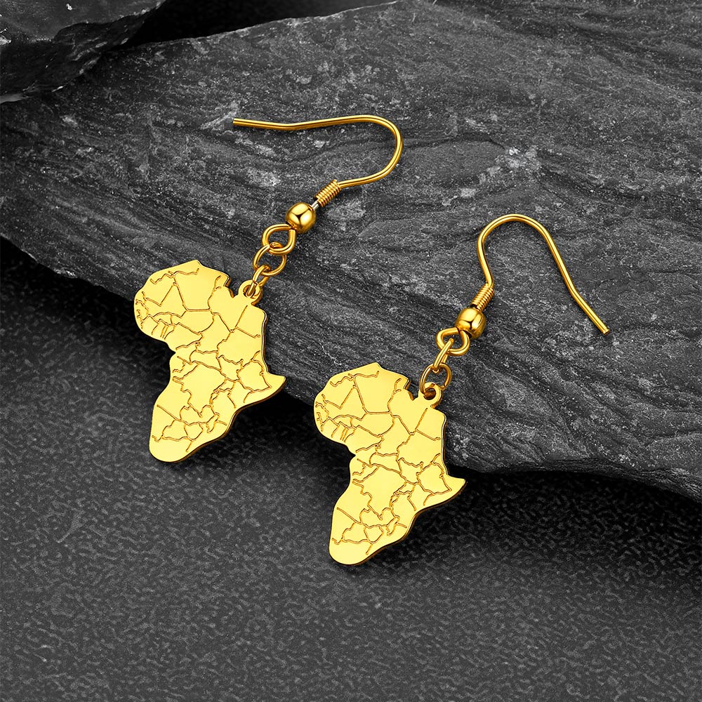 FaithHeart African Map Stainless Steel Drop Earrings For Unisex FaithHeart Jewelry
