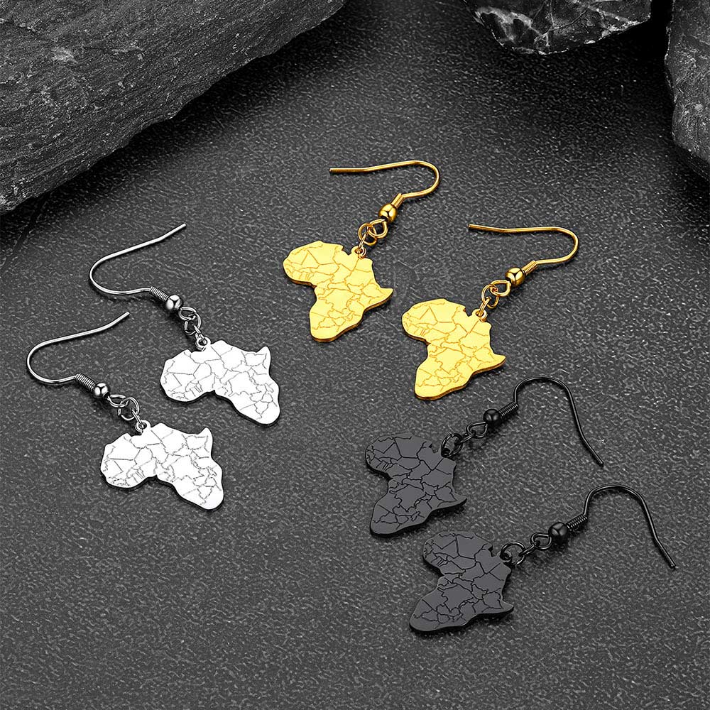 FaithHeart African Map Stainless Steel Drop Earrings For Unisex FaithHeart Jewelry