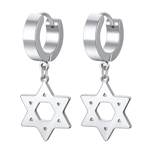 FaithHeart Star of David Stainless Steel Dangle Earrings FaithHeartimg