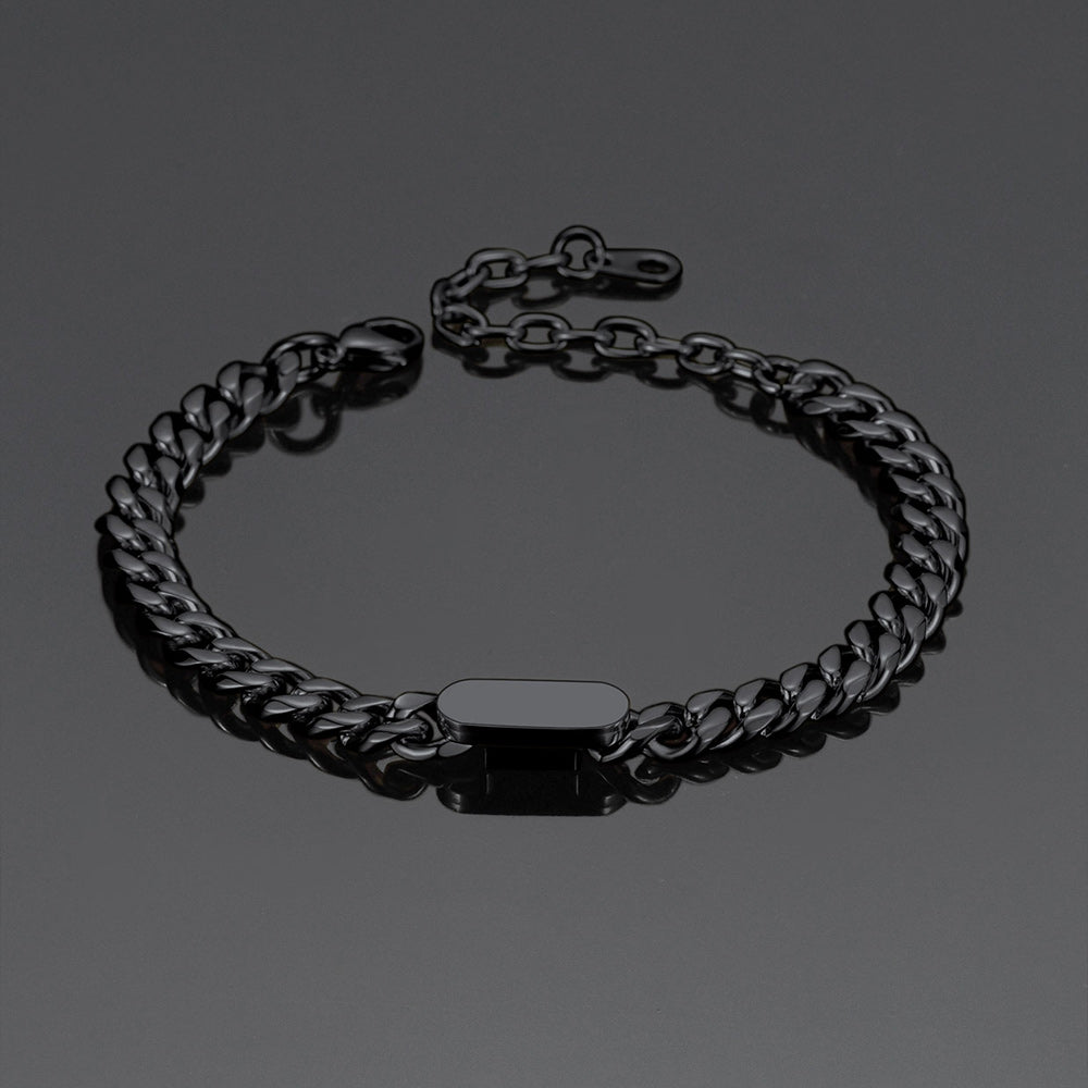 Close-Up of Black Cuban Link Bracelet