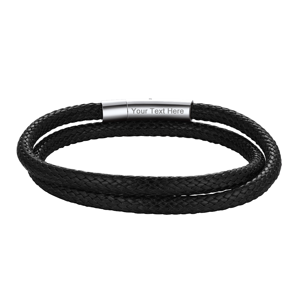 FaithHeart Black Braided Double Leather Bracelet FaithHeart