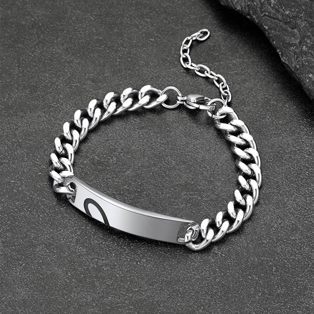 Custom Engraving Heart Couple Link Bracelet for Women Girlfriend Men