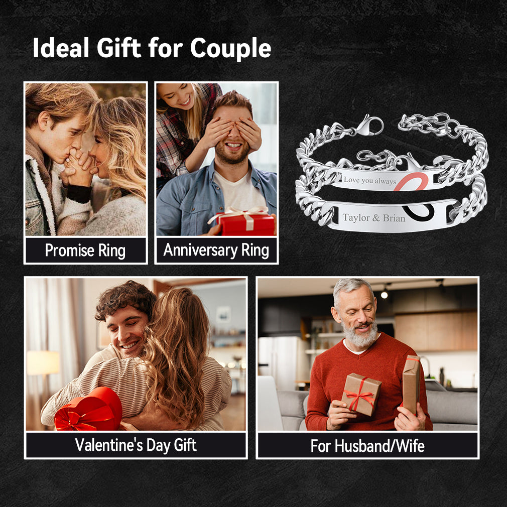 Couple bracelets, perfect gift for anniversary, Valentine's Day or for Husband/Wife.