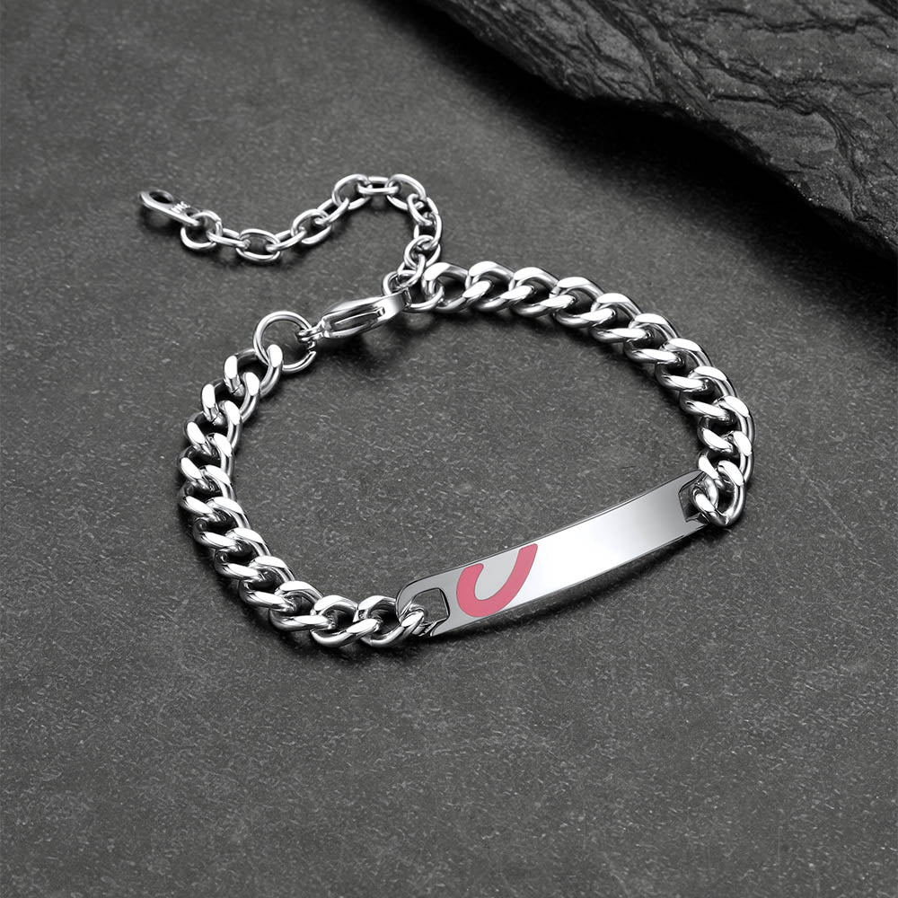 Custom Engraving Heart Couple Link Bracelet for Women Girlfriend Men
