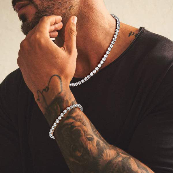 Diamond Cut Tennis Chain & Tennis Bracelet