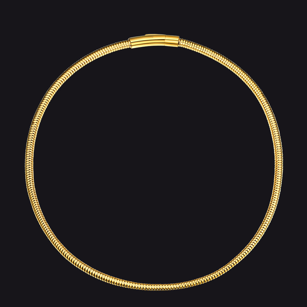 Gold herringbone snake chain necklace for women, 5mm thick and flat