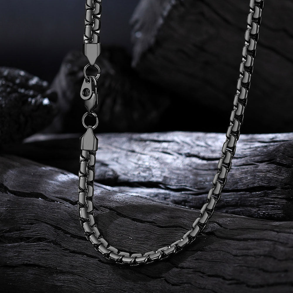 Flat Box Chain Link Necklace for Men Women