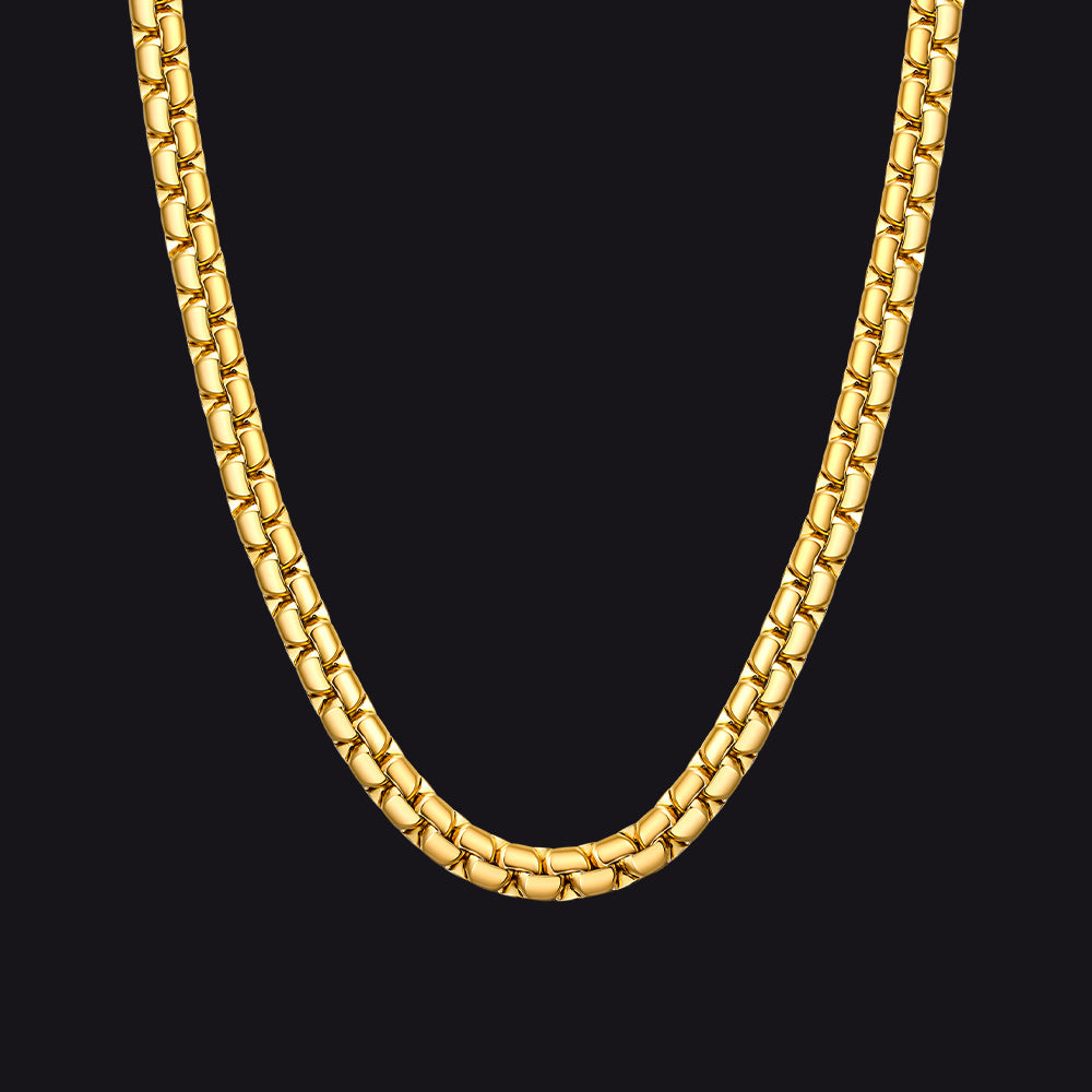Flat Box Link Chain Stainless Steel Necklace for Men