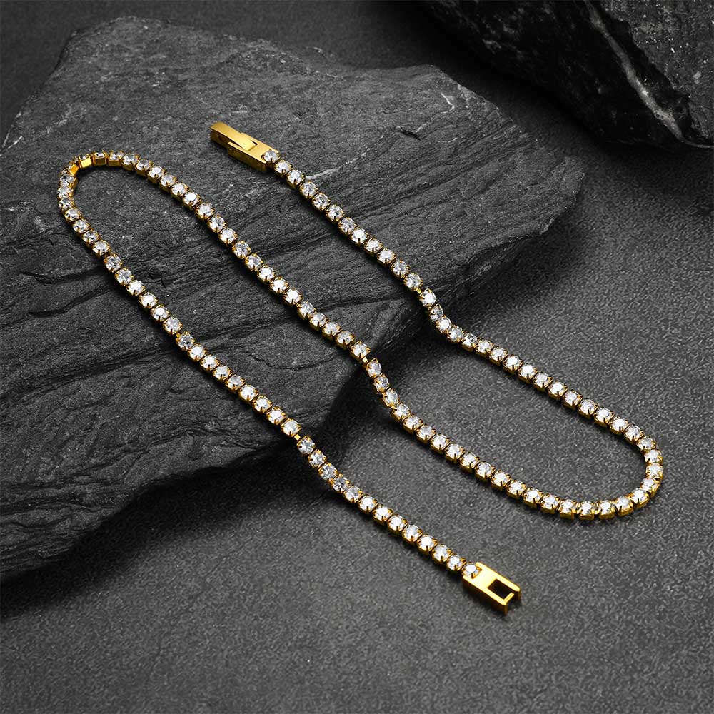 FaithHeart Cubic Zirconia Cut Tennis Necklace Stainless Steel 3mm Bling Chain FaithHeart