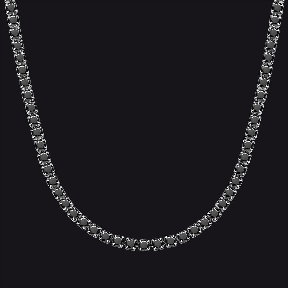 FaithHeart Cubic Zirconia Cut Tennis Necklace Stainless Steel 3mm Bling Chain FaithHeart