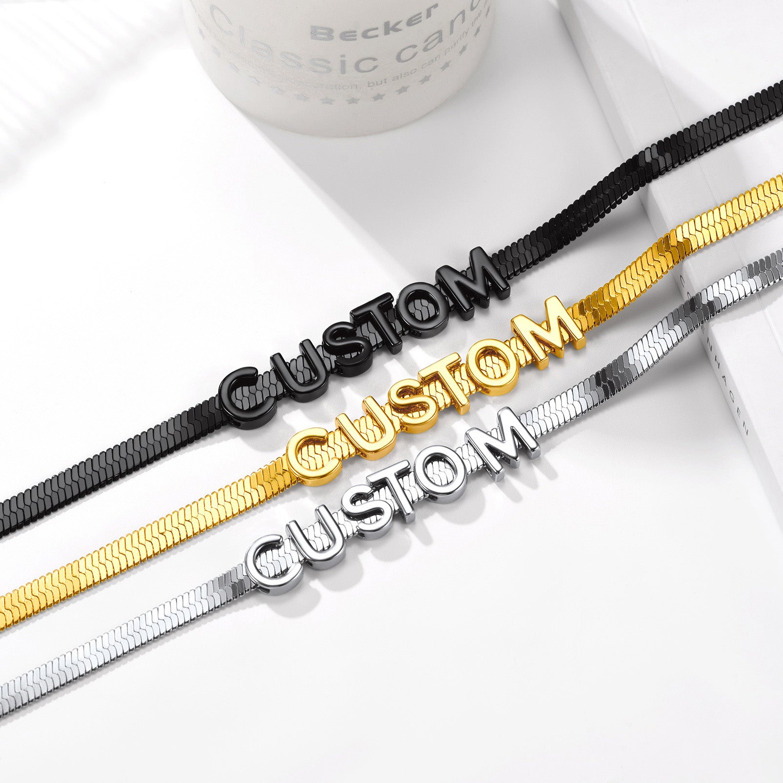 5MM custom engraved name choker chain necklace for women