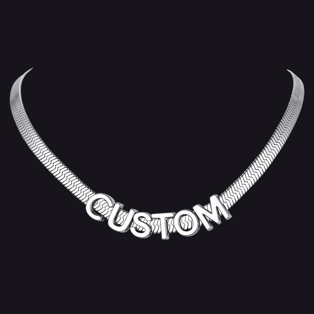 5MM personalized name choker chain necklace for men