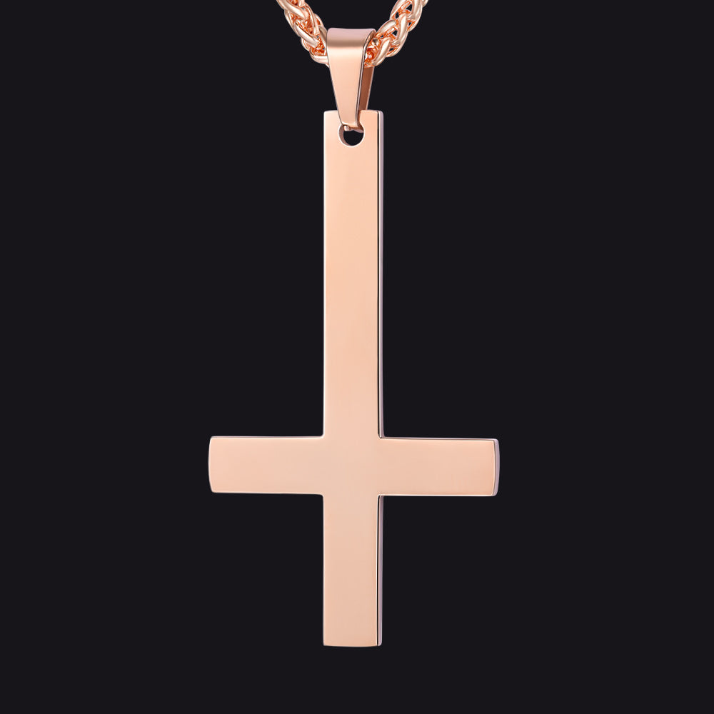 Rose gold Inverted cross pendant necklace for men
