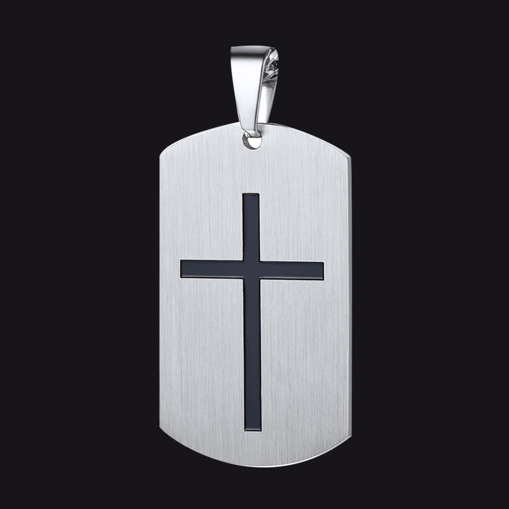 Joshua 1:9 Dog Tag Cross Pendant FaithHeart Jewelry