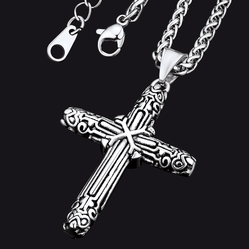 FaithHeart Christian Monkey King Stick Cross Necklace for Men FaithHeart