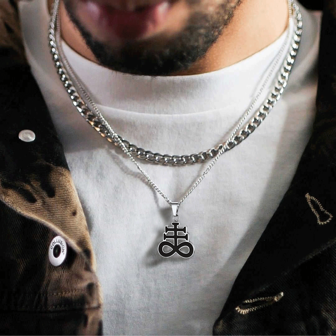 FaithHeart Satanic Leviathan Cross Necklace For Men FaithHeart
