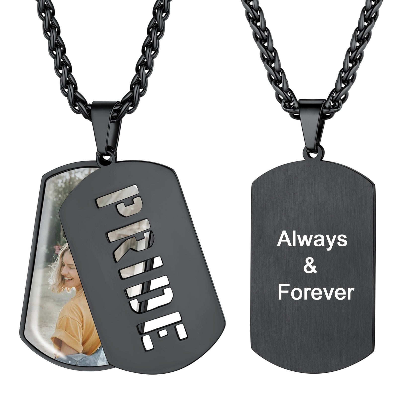 Customized Name Photo Dog Tag Memorial Necklace With Picture FaithHeart