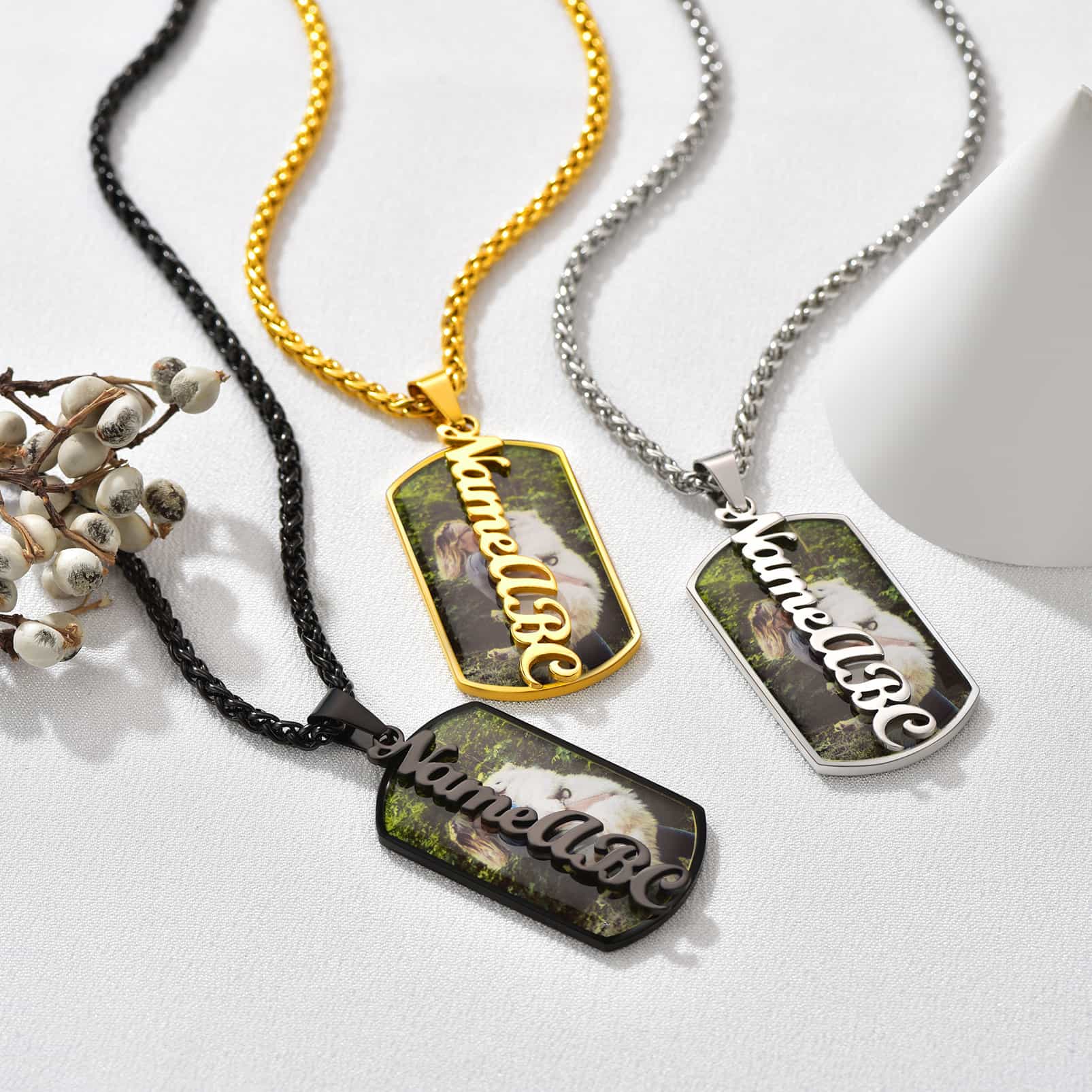 FaithHeart Military Dog Tags With Picture Name Custom Memorial Necklace FaithHeart