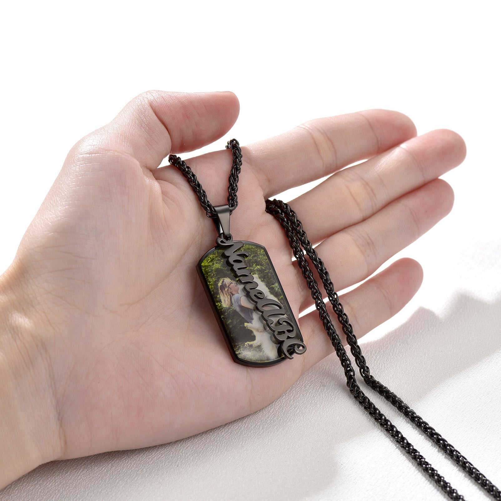 Customized Photo Dog Tag Necklace with Name