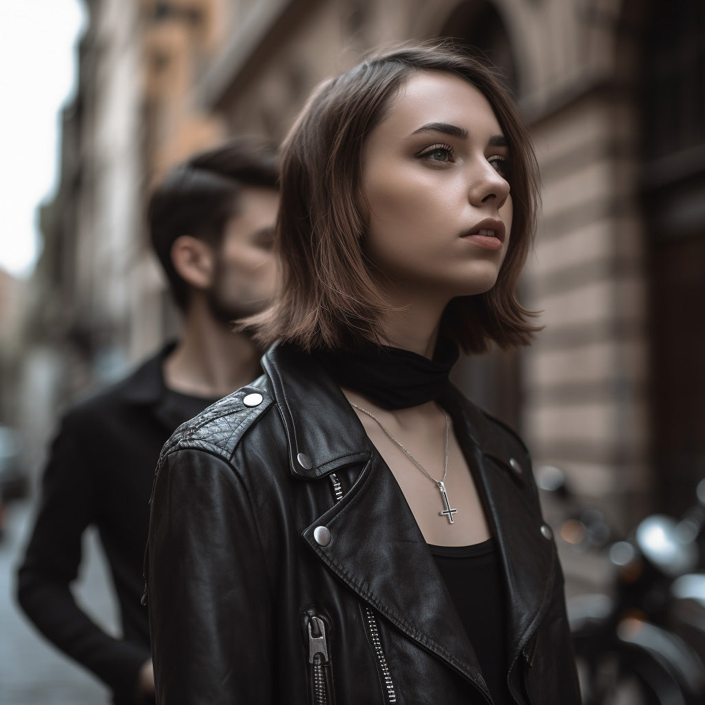 Enamel Upside Down Cross Necklace for Men