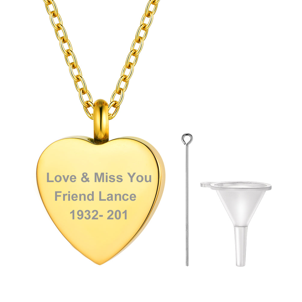 Customized Heart Urn Necklace for Ashes Cremation Jewelry