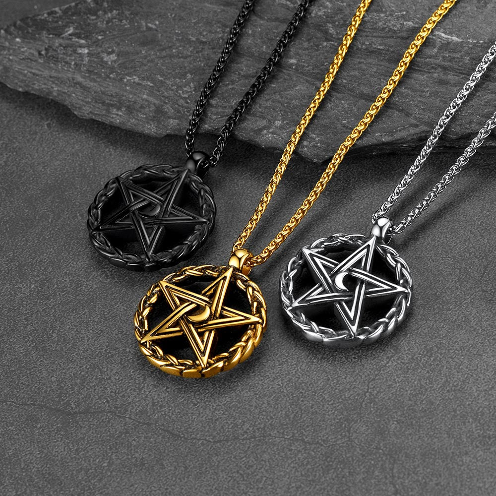 FaithHeart Vintage Pentagram Necklace Witch Necklace for Men FaithHeart