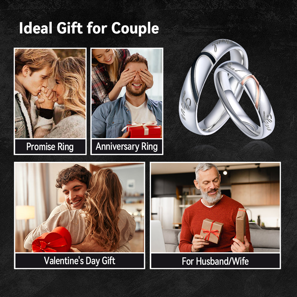 Matching couple rings, ideal gift for Valentine's Day, anniversary, proposal