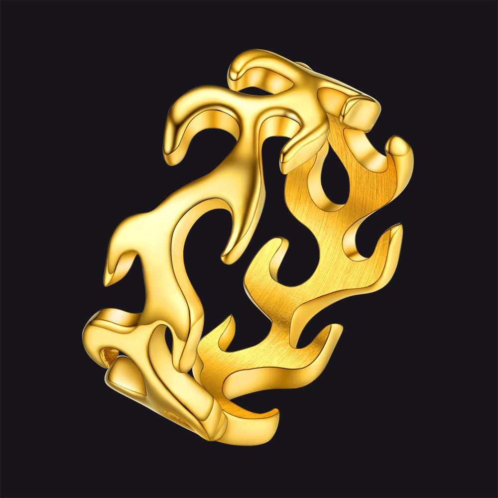 Stainless Steel Punk Flame Ring for Men
