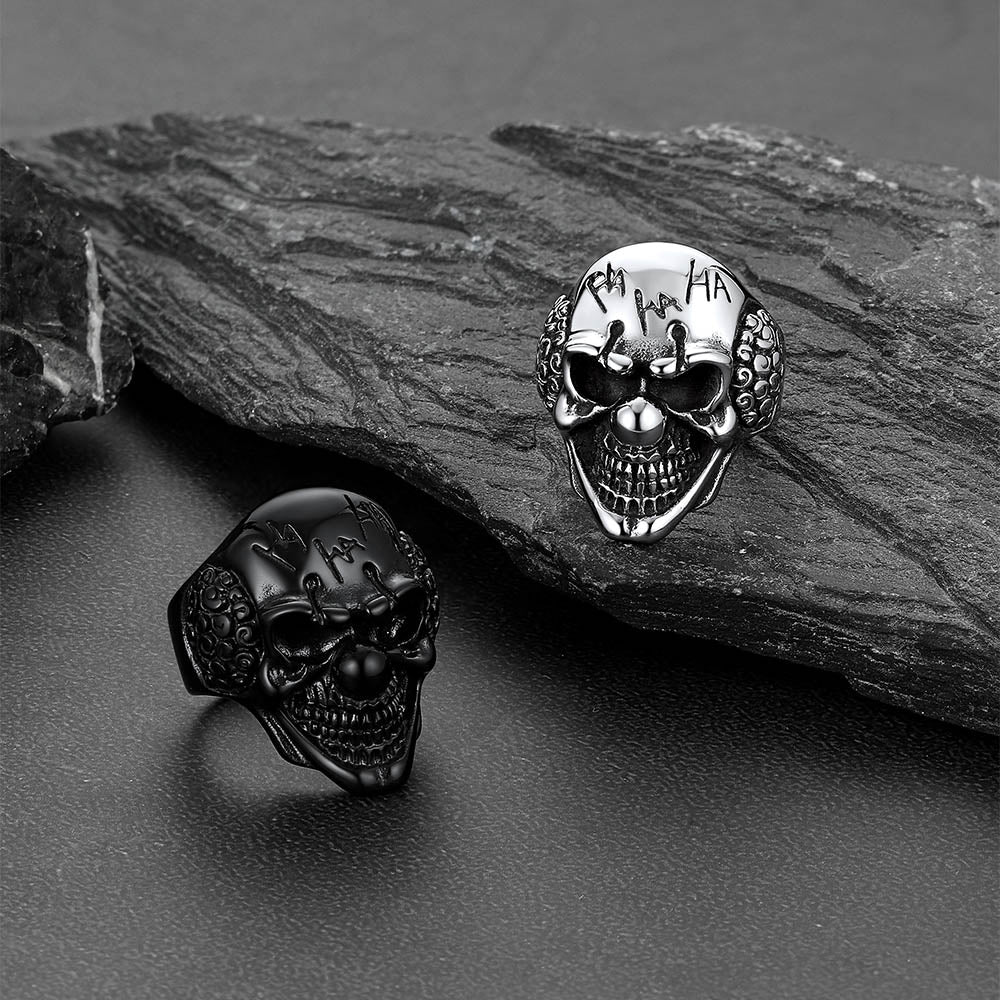 FaithHeart Gothic Joker Clown Skull Ring for Men FaithHeart