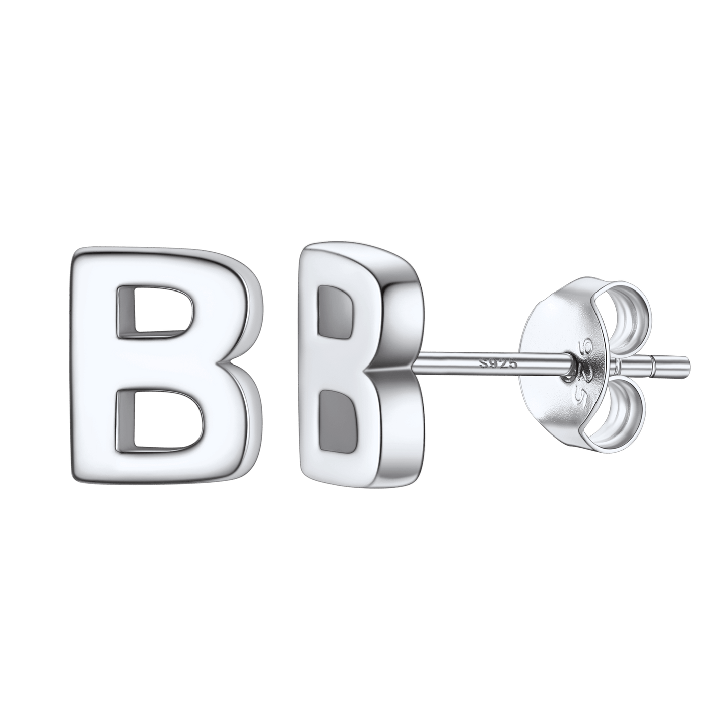 Sterling silver 'B' initial earrings for women