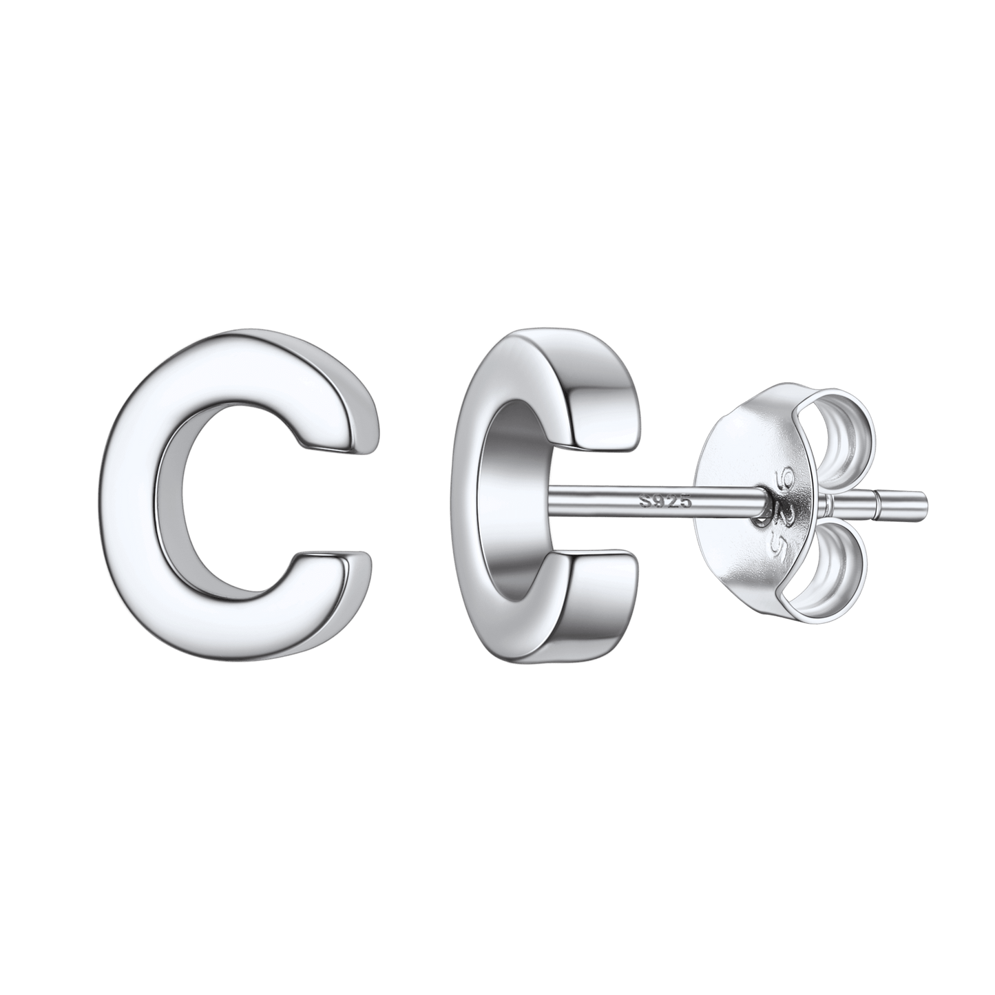 Sterling Silver Tiny Initial Letter Earrings Alphabet Studs for Women Girls Men