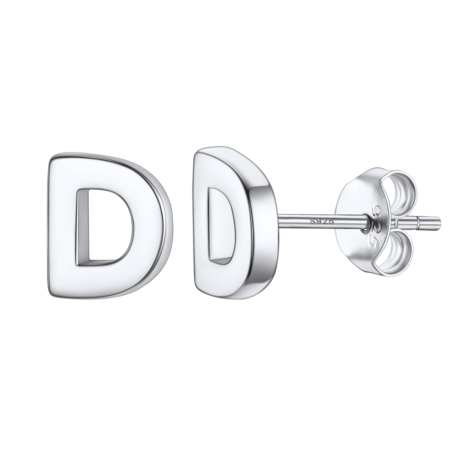Sterling Silver Tiny Initial Letter Earrings Alphabet Studs for Women Girls Men
