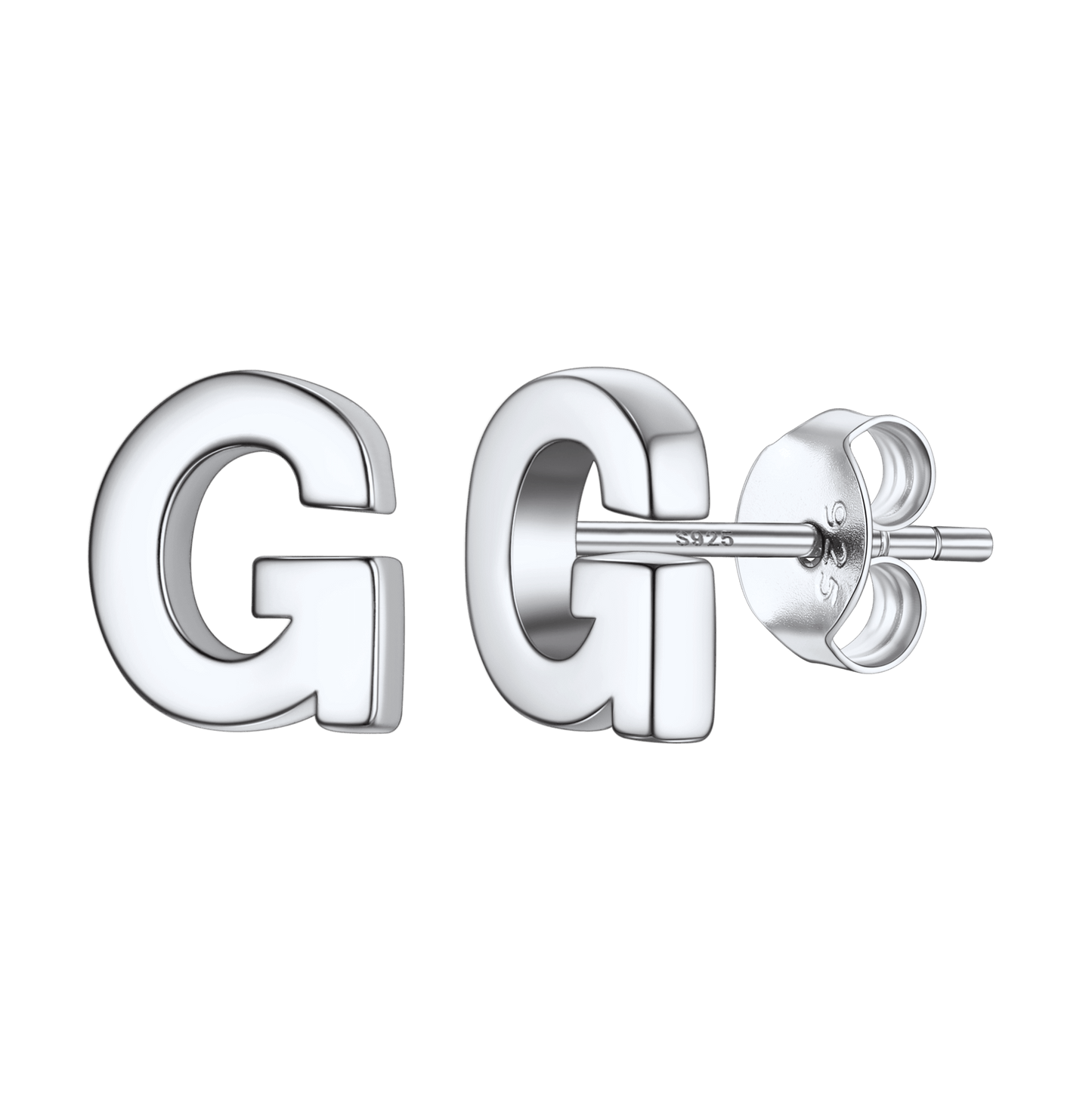 Sterling Silver Tiny Initial Letter Earrings Alphabet Studs for Women Girls Men