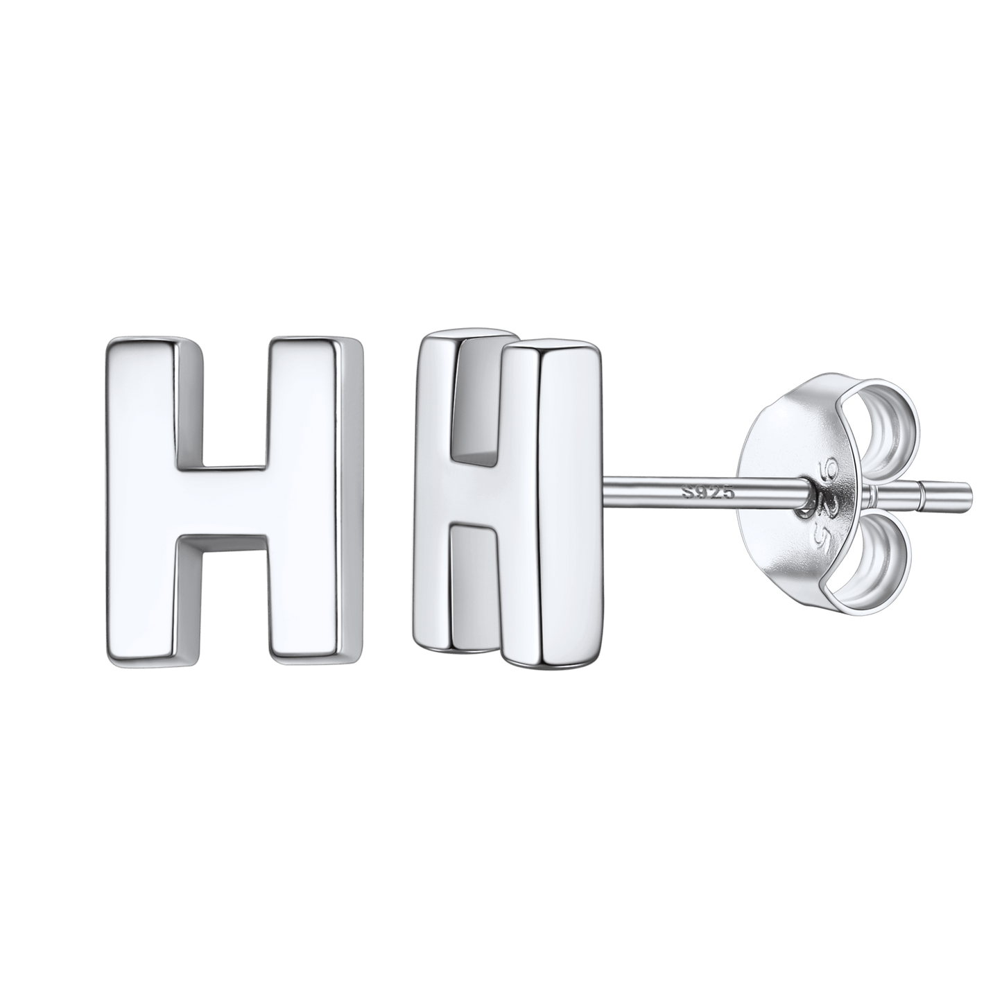 Sterling Silver Tiny Initial Letter Earrings Alphabet Studs for Women Girls Men
