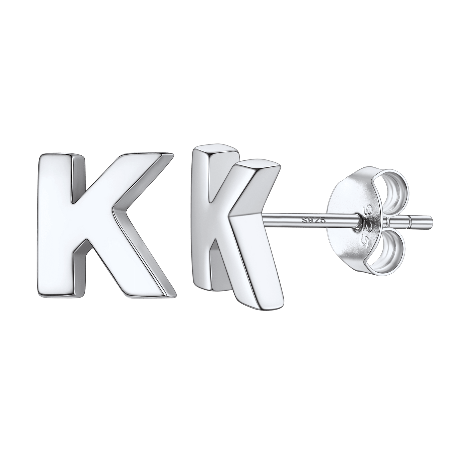 Sterling Silver Tiny Initial Letter Earrings Alphabet Studs for Women Girls Men