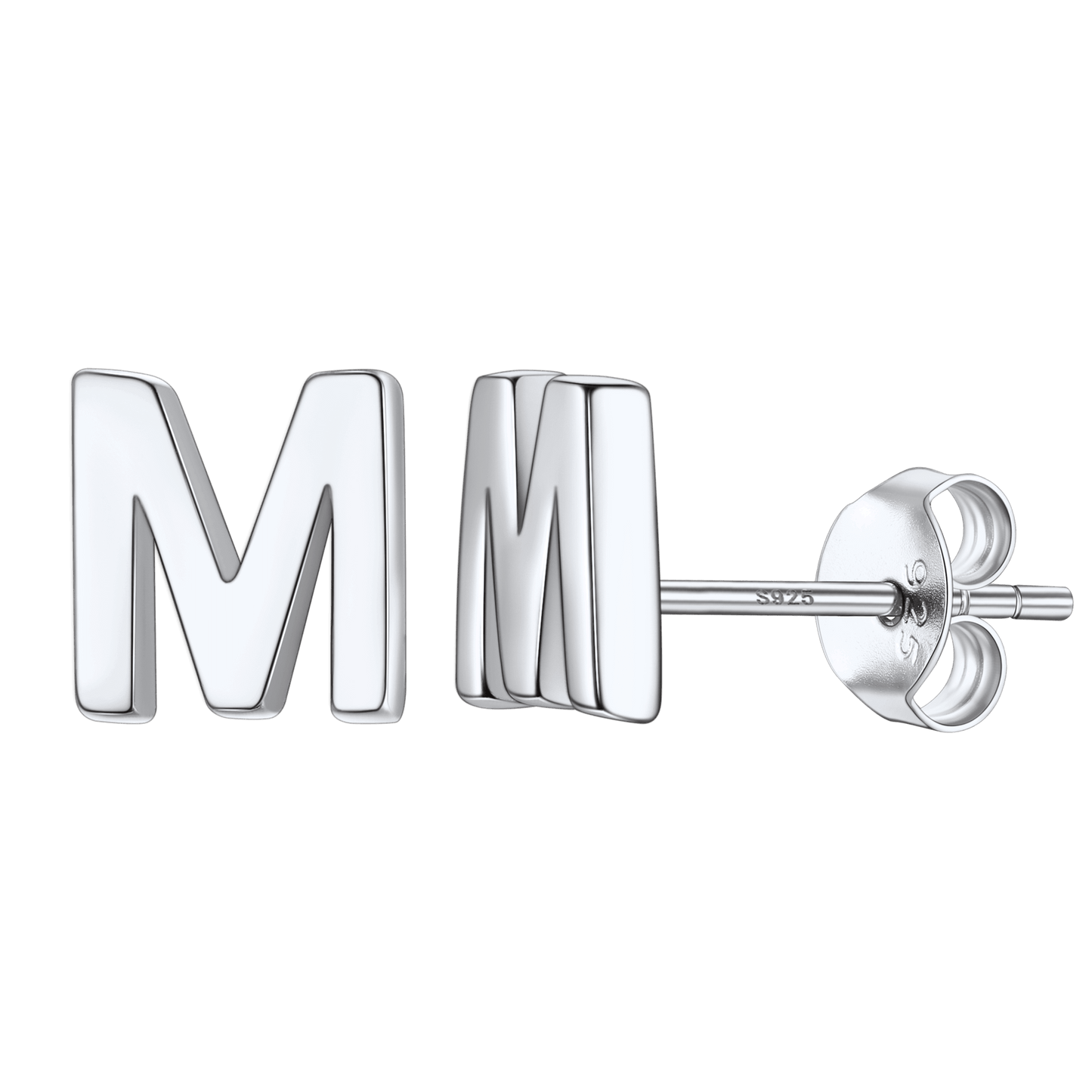 Sterling Silver Tiny Initial Letter Earrings Alphabet Studs for Women Girls Men