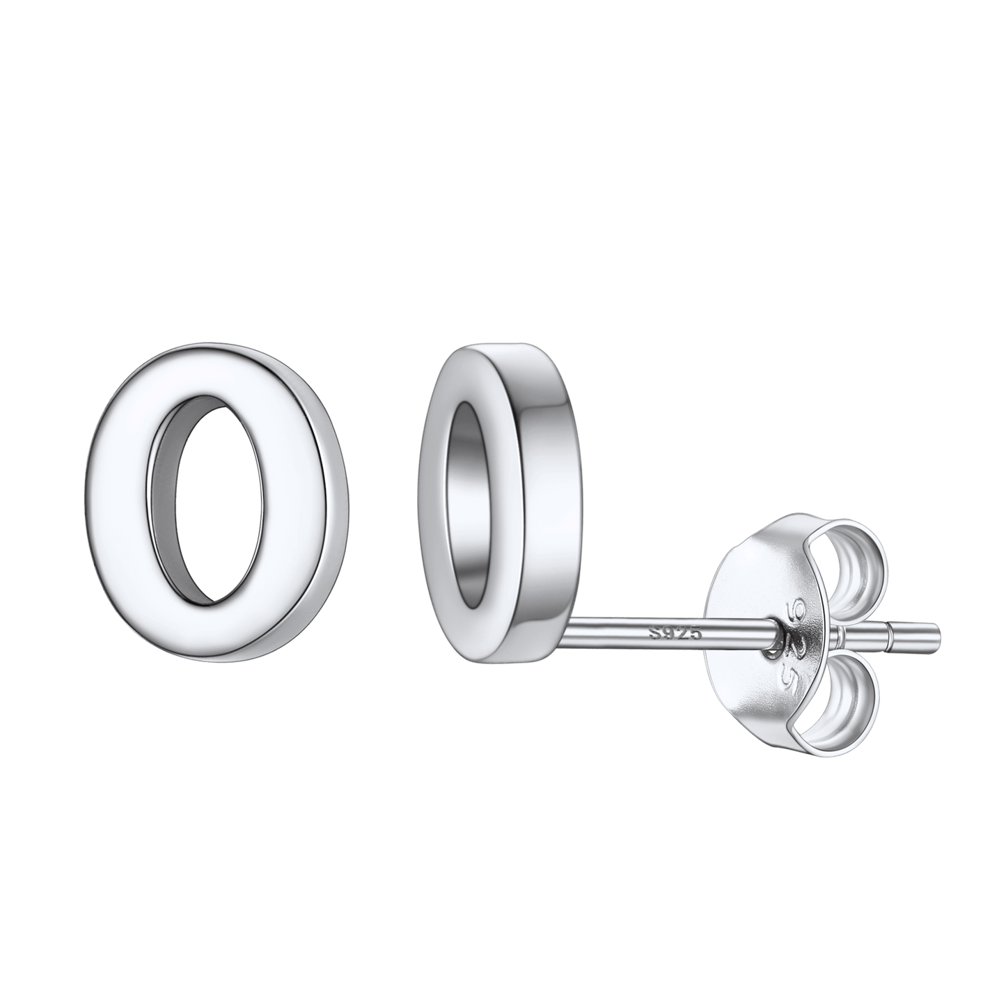 Sterling silver 'O' initial stud earrings