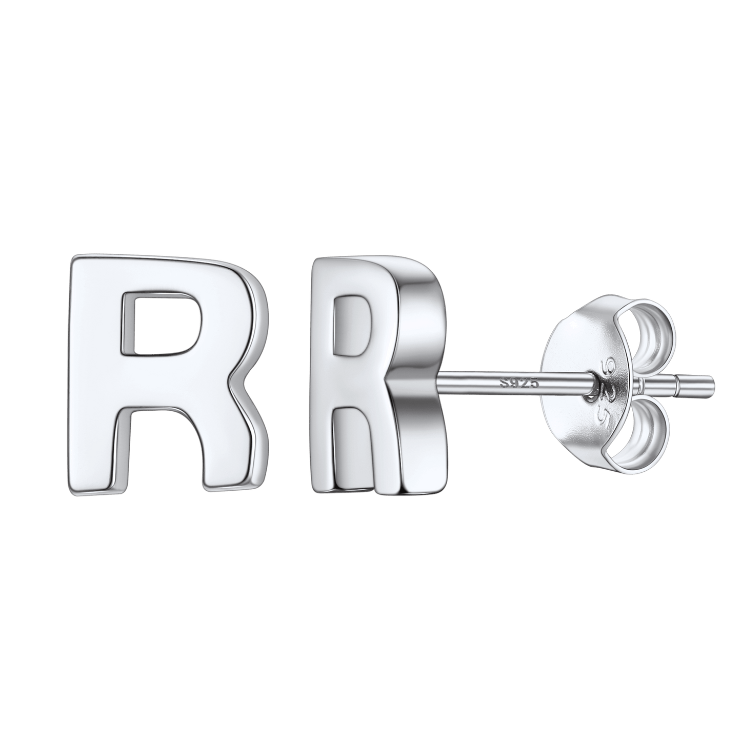 Sterling silver 'R' initial stud earrings