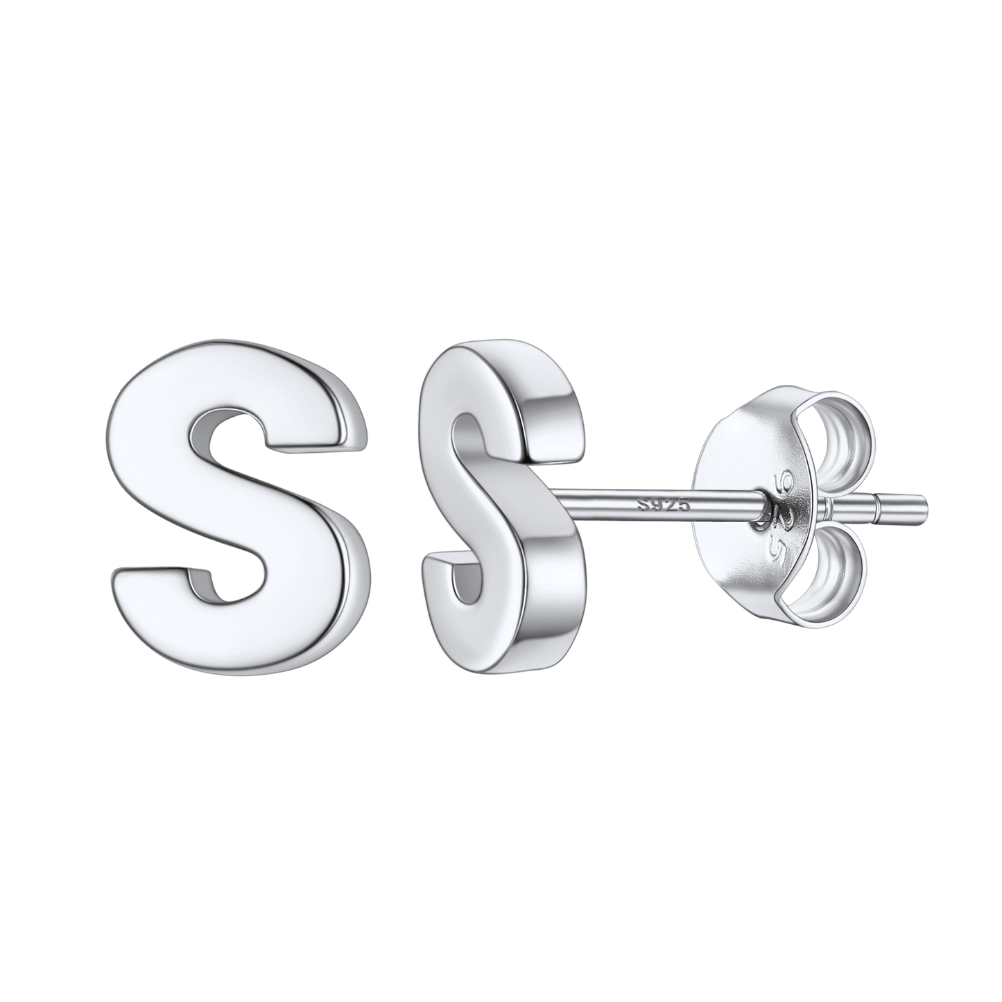 Sterling silver letter S stud earrings