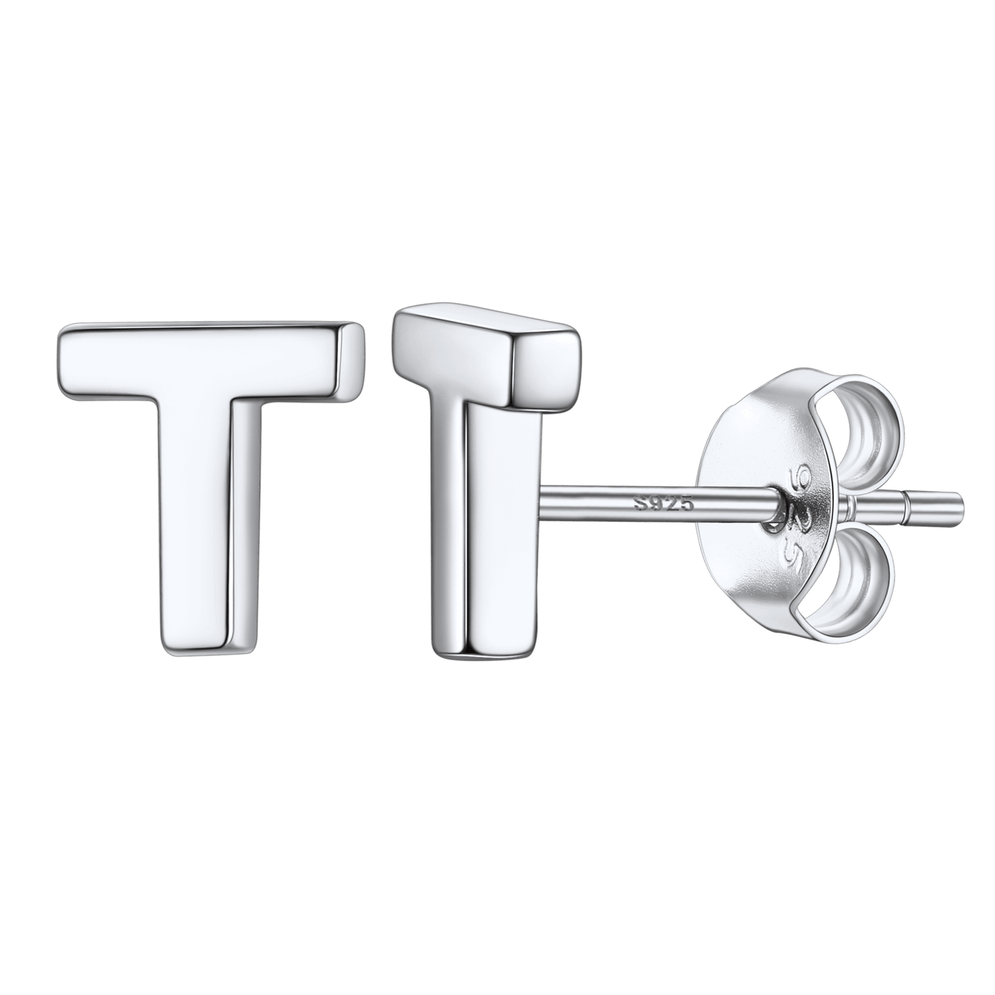 Sterling Silver Tiny Initial Letter Earrings Alphabet Studs for Women Girls Men