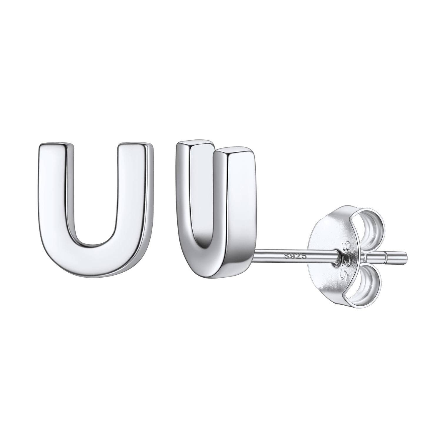 Sterling Silver Tiny Initial Letter Earrings Alphabet Studs for Women Girls Men