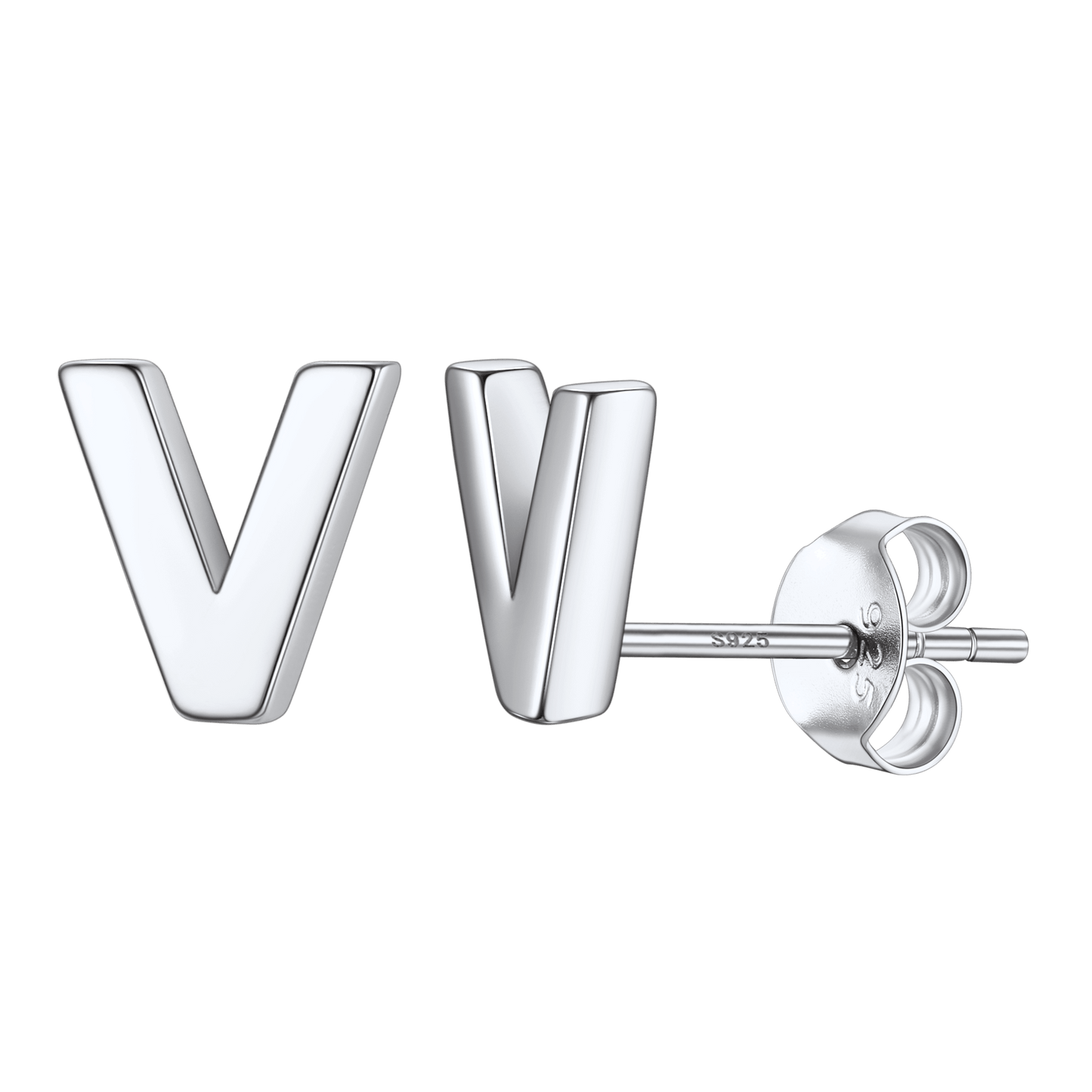 Sterling Silver Tiny Initial Letter Earrings Alphabet Studs for Women Girls Men
