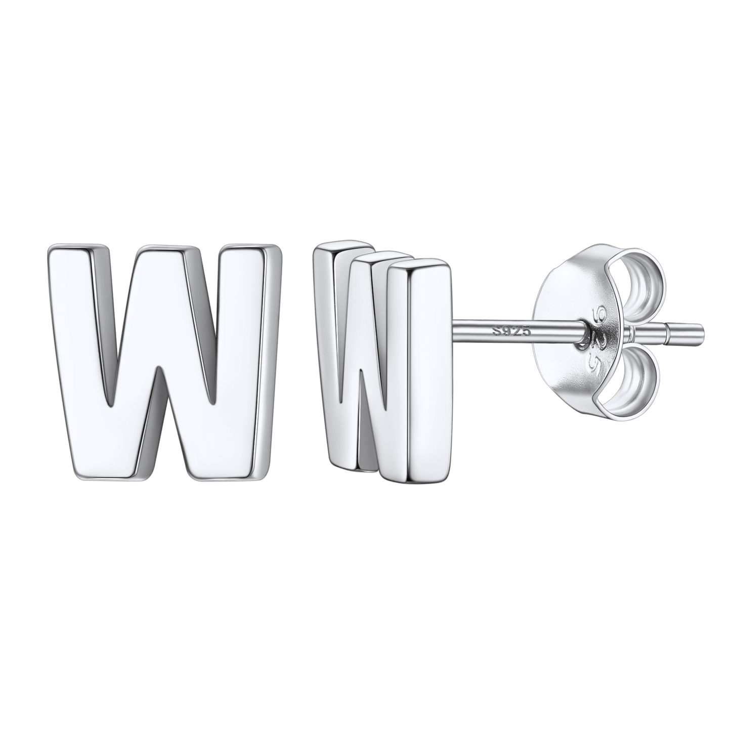 Sterling Silver Tiny Initial Letter Earrings Alphabet Studs for Women Girls Men