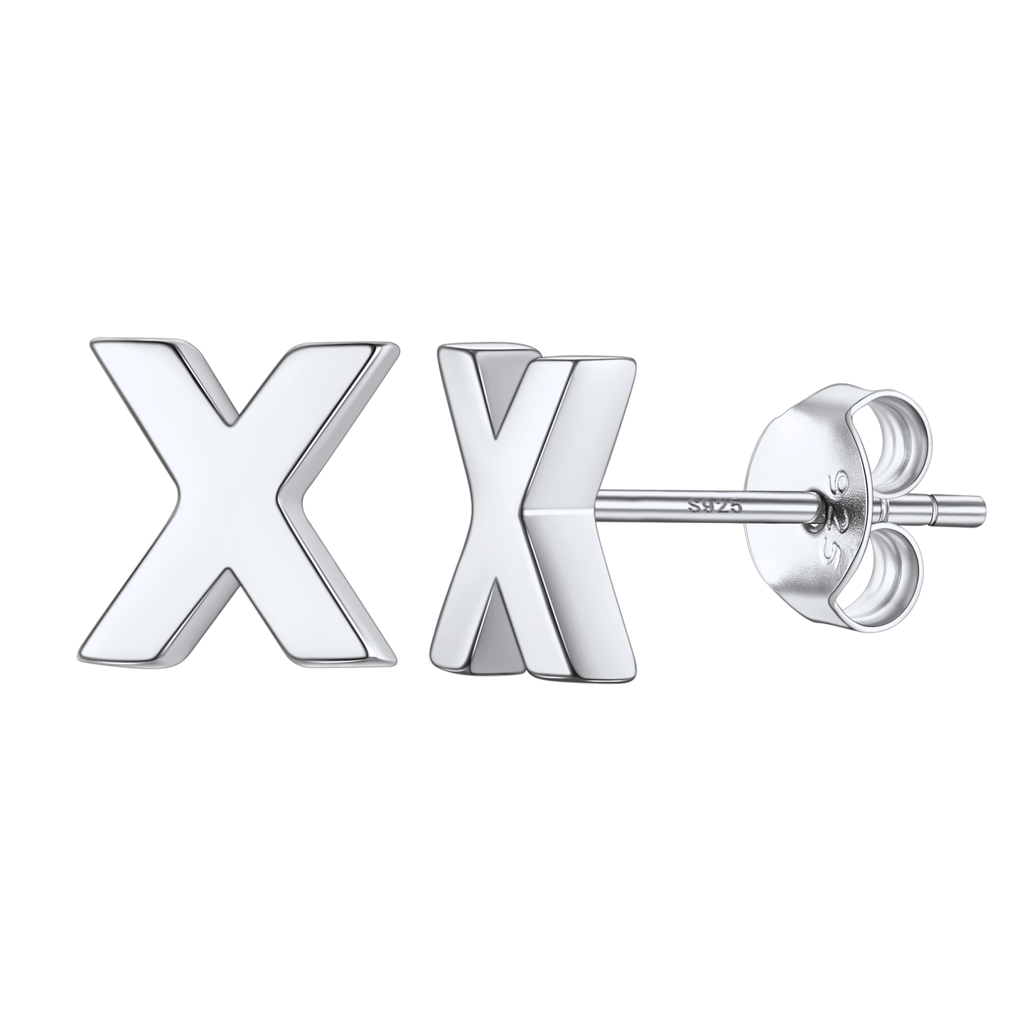 Sterling Silver Tiny Initial Letter Earrings Alphabet Studs for Women Girls Men