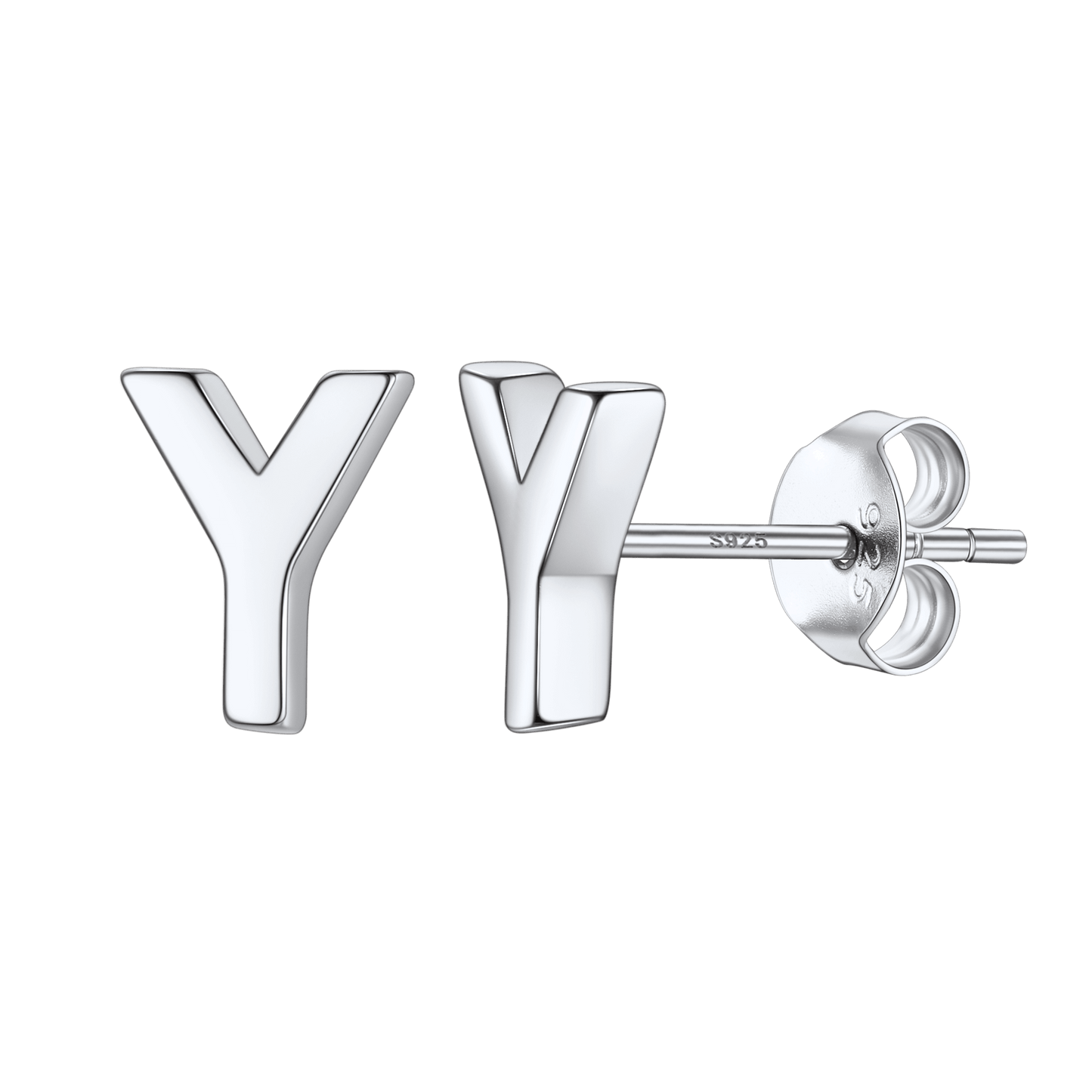 Sterling Silver Tiny Initial Letter Earrings Alphabet Studs for Women Girls Men
