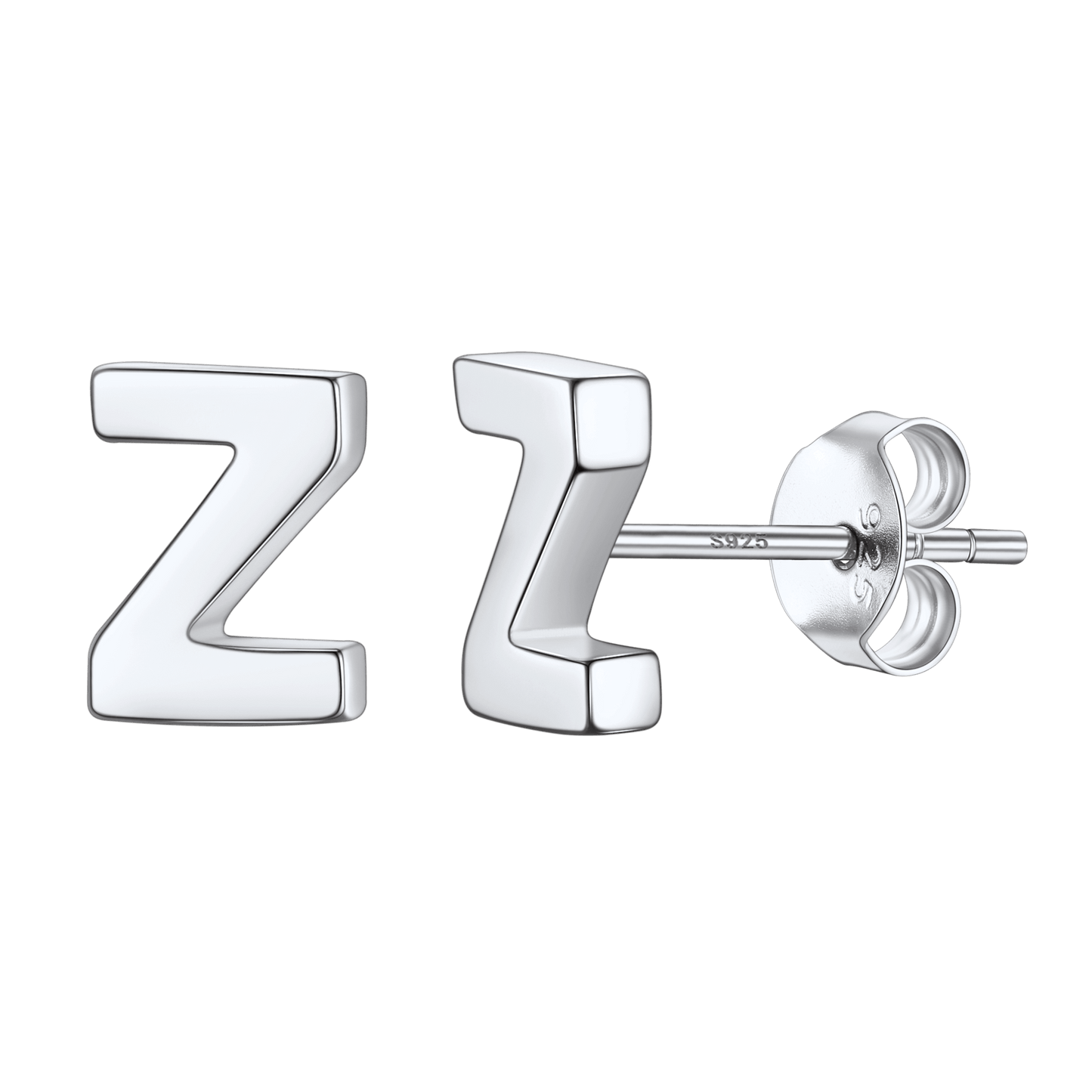 Sterling Silver Tiny Initial Letter Earrings Alphabet Studs for Women Girls Men